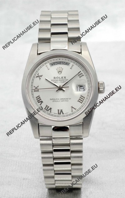 Rolex Day Date Silver Swiss Replica Watch