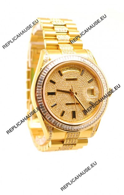 Rolex Day Date Swiss Watch in Yellow gold with Diamonds Dial