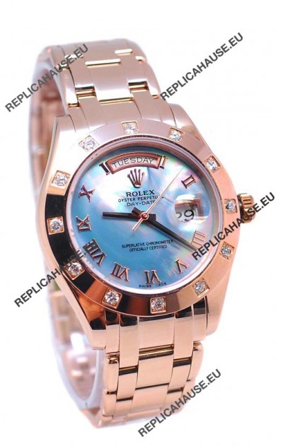 Rolex Day Date Blue Mother of Pearl Swiss Replica Watch