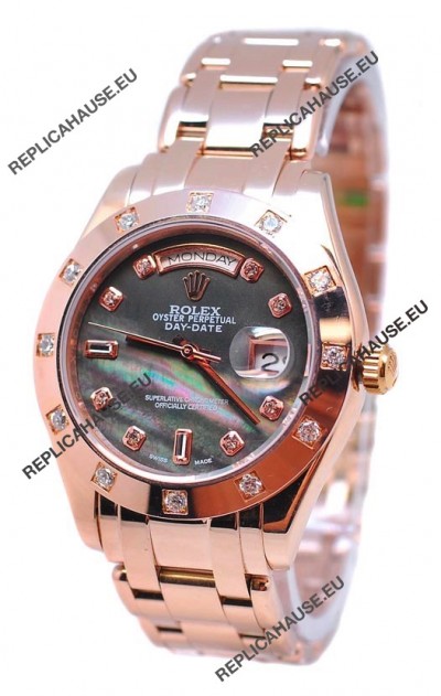 Rolex Day Date Black Mother of Pearl Japanese Replica Watch