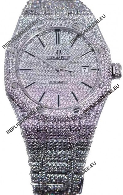 Audemars Piguet Royal Oak 15400 Iced Out Stick Dial in Stainles Steel Casing Swiss Replica Watch