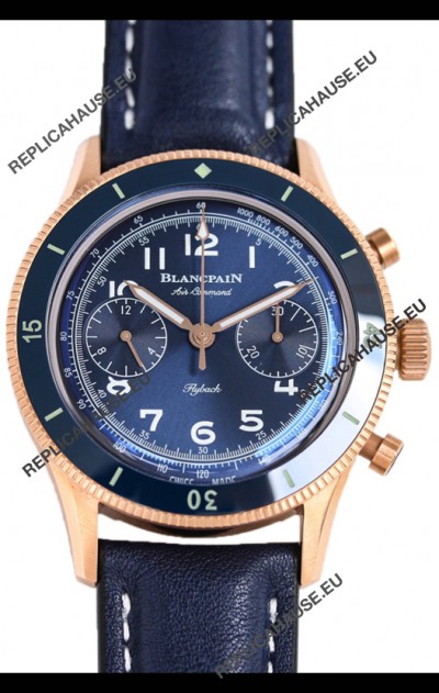 Blancpain Air Command Blue Dial Rose Gold 1:1 Mirror Swiss Replica Watch 