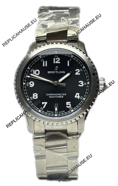Breitling Navitimer Aviator 8 Automatic 41 Black Dial Steel Strap 1:1 Mirror Swiss Replica Watch 