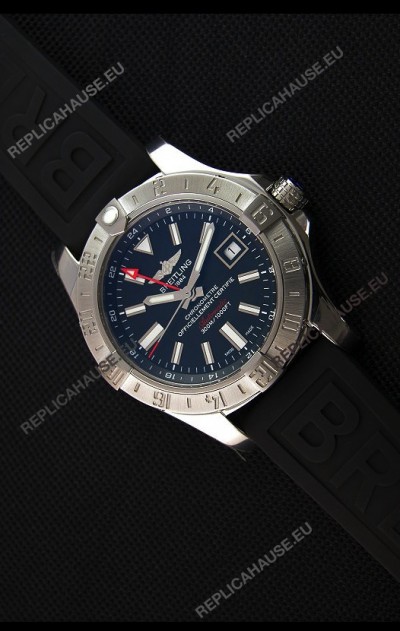 Breitling Avenger II GMT Swiss 1:1 Mirror Replica Watch in Black Dial 