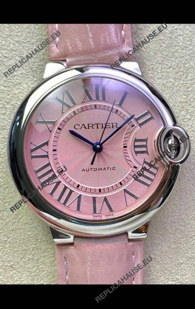 Ballon De Cartier Swiss Automatic 1:1 Mirror Quality 36MM in Stainless Steel Pink Dial