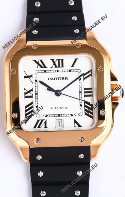 Santos De Cartier Rose Gold Casing 1:1 Mirror Swiss Replica Watch 40MM