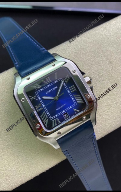 Santos De Cartier Stainless Steel Casing 1:1 Mirror Swiss Replica Watch Blue Dial 40MM