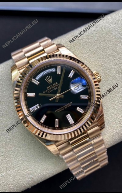 Rolex Day Date 40MM 228238a 1:1 Rose Gold in Black Dial 1:1 Mirror Replica Watch