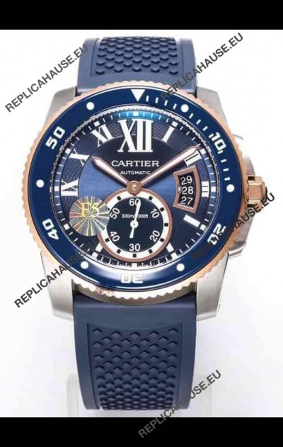 Calibre De Cartier Watch 42MM Blue Dial Steel Case - 1:1 Mirror Replica Watch