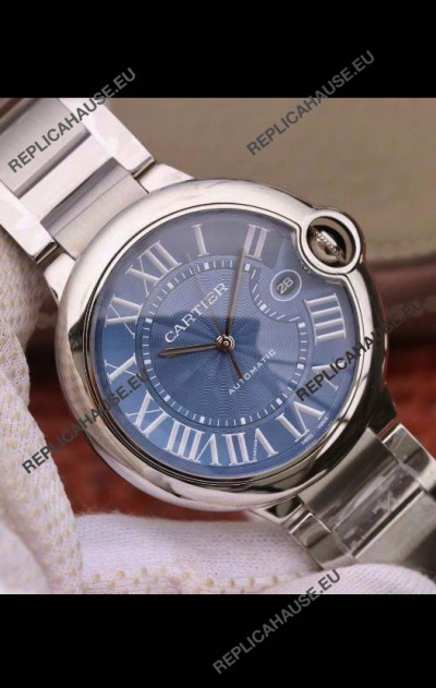 Ballon De Cartier Automatic 1:1 Swiss Mirror Watch in 904L Steel Casing Blue Dial - 42MM