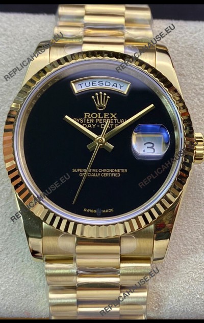 Rolex Day Date Presidential 18K Yellow Gold Watch 36MM - Black Dial 1:1 Mirror Quality