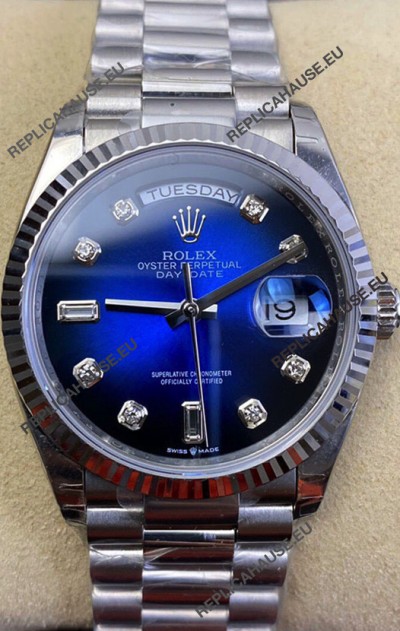 Rolex Day Date Presidential 904L Steel 36MM - Blue Dial 1:1 Mirror Quality Watch