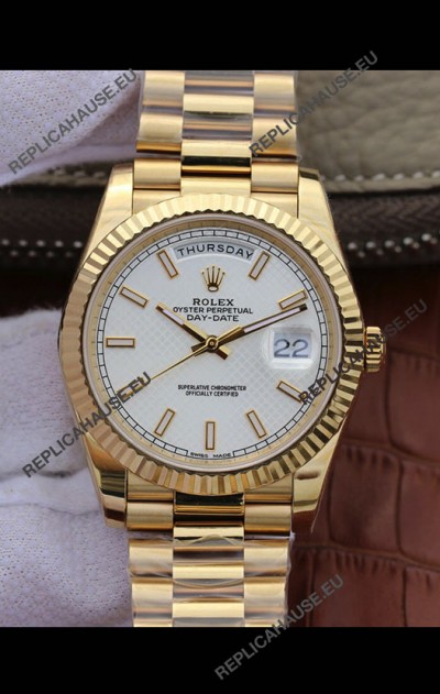 Rolex Day Date Presidential 904L Steel Yellow Gold 40MM - White Dial 1:1 Mirror Quality Watch