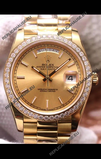 Rolex Day Date Presidential 904L Steel Yellow Gold 40MM - Gold Dial 1:1 Mirror Quality Watch