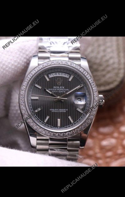 Rolex Day Date Presidential 904L Steel 40MM - Dark Grey Dial 1:1 Mirror Quality Watch