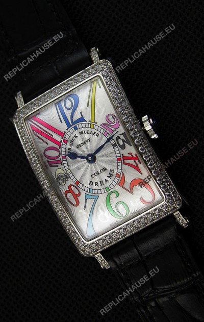 Franck Muller Long Island Color Dreams Ladies Swiss Replica Watch - Black Strap