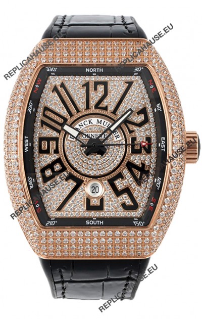 Franck Muller Vanguard V45 Edition in Rose Gold Plating - Black Numerals 