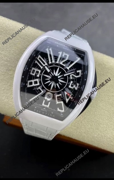 Franck Muller Vanguard Yachting White Ceramic Black Dial 1:1 Mirror Swiss Replica Watch
