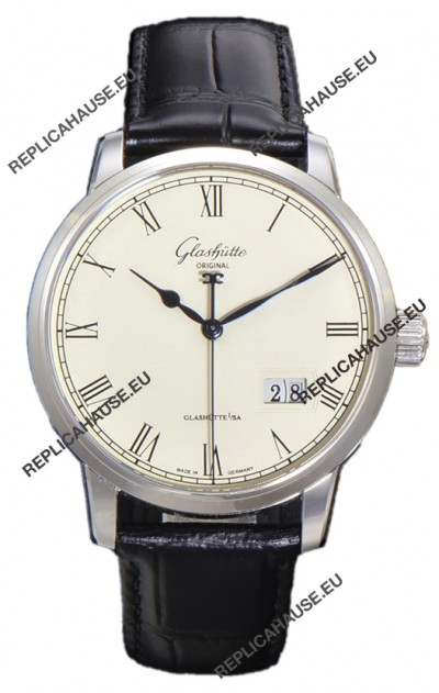 Glashütte Senator Excellence Panorama Date Stainless Steel 1:1 Mirror Replica Watch 