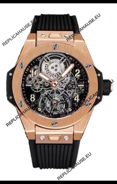 Hublot Big Bang Tourbillon Rose Gold Casing Watch in 45MM 1:1 Mirror Replica