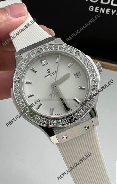 Hublot Classic Fusion Stainless Steel 33MM White Dial Swiss Quartz Movement Watch 1:1 Mirror Quality