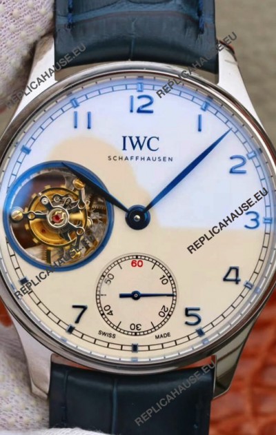 IWC Portuguese Genuine Swiss Tourbillon Movement Watch in White Dial