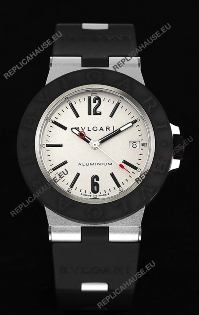 Bvlgari Aluminum 1:1 Mirror Swisss Replica Watch in White Dial 