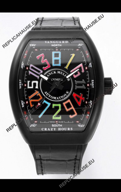Franck Muller Vanguard Crazy Color Hours in DLC Coated Casing Swiss Replica Watch 