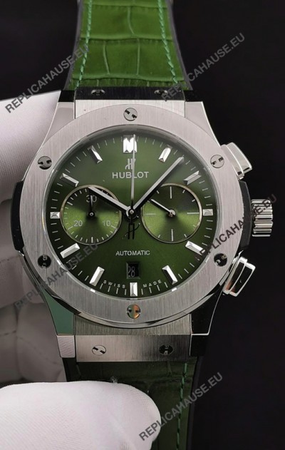 Hublot Classic Fusion Chronograph Stainless Steel Casing Green Dial 1:1 Mirror Replica Watch 