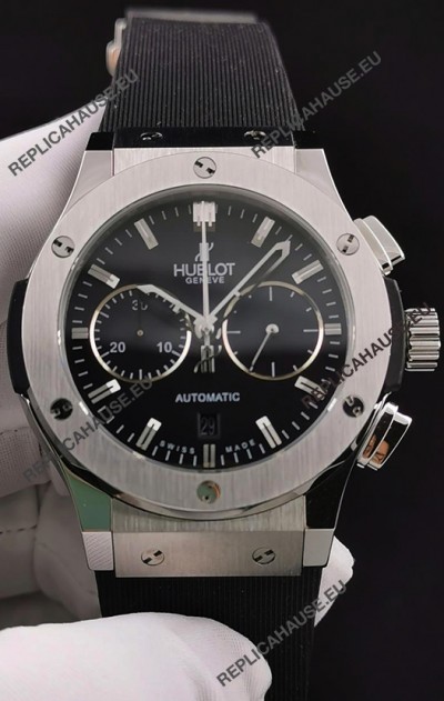 Hublot Classic Fusion Chronograph Stainless Steel Casing Black Dial 1:1 Mirror Replica Watch 