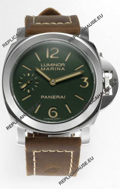 Panerai Luminor Marina 8 Days PAM00911 Green Dial 1:1 Mirror Quality - 904L Steel in Leather Strap