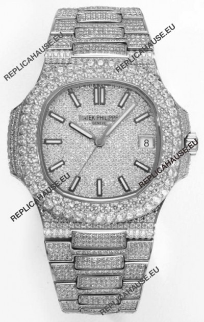 Patek Philippe Nautilus 5711/A Swiss Replica Watch 1:1 Mirror Replica in 904L Steel Diamonds Casing