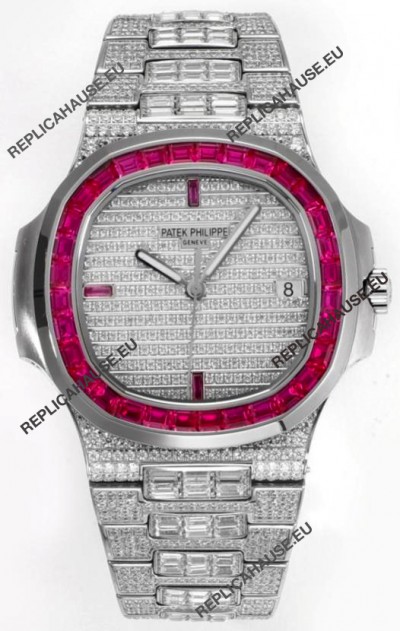 Patek Philippe Nautilus 5711/A Swiss Replica Watch 1:1 Mirror Replica in 904L Steel Diamonds Casing