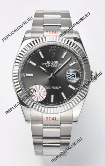 Rolex Datejust Cal.3235 Movement Swiss Watch 1:1 Mirror Replica 904L Steel 41MM - Grey Dial 