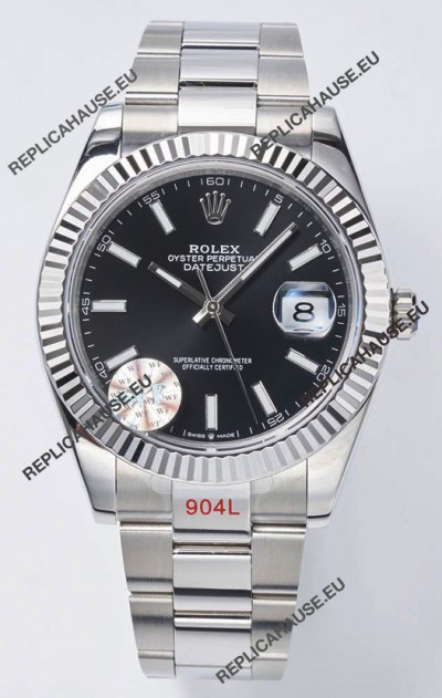 Rolex Datejust Cal.3235 Movement Swiss Watch 1:1 Mirror Replica 904L Steel 41MM - Black Dial 