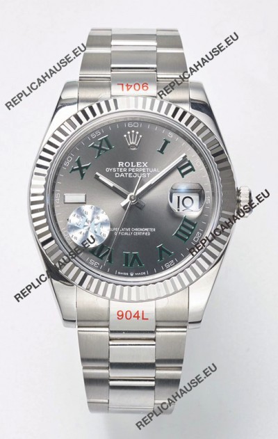 Rolex Datejust Cal.3235 WIMBLEDON Swiss Watch 1:1 Mirror Replica 904L Steel 41MM - Grey Dial 