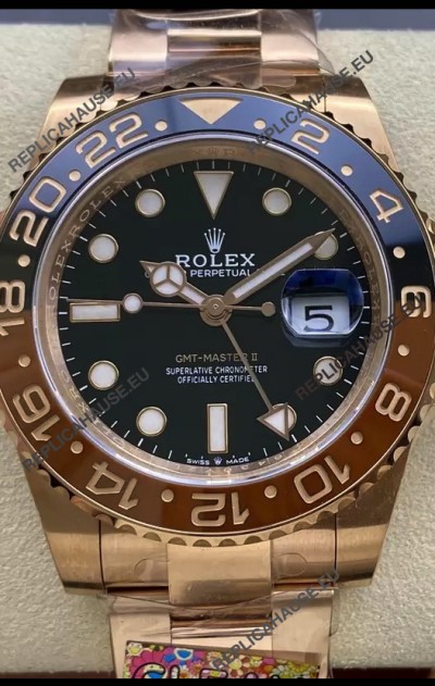 Rolex GMT Masters II M126715CHNR Everose Gold Swiss Replica 1:1 Mirror Watch - 904L Steel 