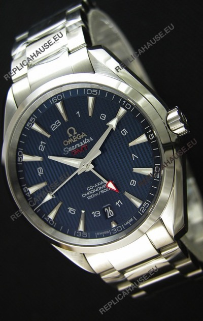 Omega Seamaster Aqua Terra GMT 150M 43MM 1:1 Mirror Replica Watch Blue Dial