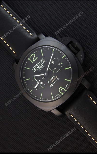 Panerai Luminor GMT 8 Days Power Reserve Japanese Replica PVD Case Watch