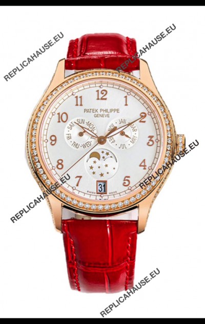 Patek Philippe Complications 4948G Annual Calendar Moonphase White Dial Rose Gold Swiss Replica