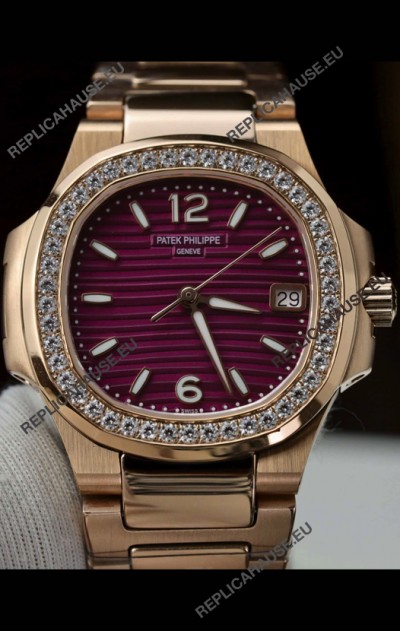 Patek Philippe Nautilus 7010/1R-013 Rose Gold Casing 32MM Swiss Quartz 1:1 Mirror Replica