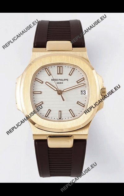 Patek Philippe Nautilus 5711/1R-001 1:1 Mirror Replica in 904L Steel Rose Gold White Dial