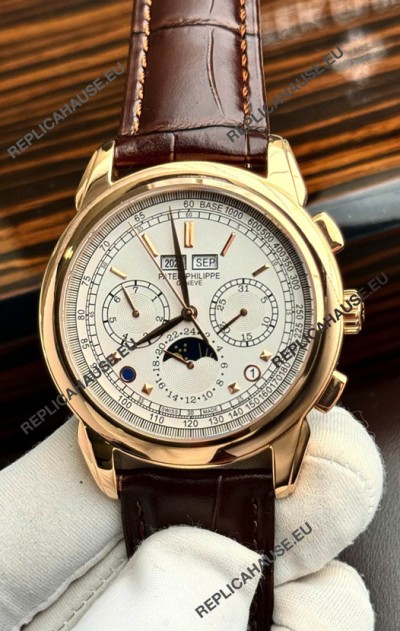 Patek Philippe Grand Complications 5270 Swiss Replica Watch in Rose Gold Casing White Dial
