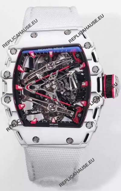 Richard Mille RM38-02 Carbon Casing Bubba Watson White Nylon Tourbillon Movement 1:1 Mirror Replica