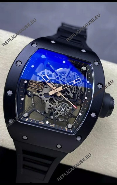 Richard Mille RM035 AMERICAS Black DLC & Rose Gold Casing 1:1 Swiss Replica Watch 