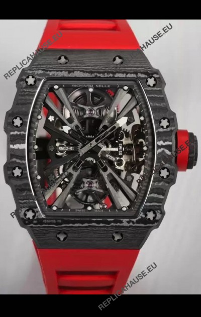 Richard Mille RM12-01 Carbon Fiber Case Genuine Tourbillon Movement 1:1 Mirror Replica Watch