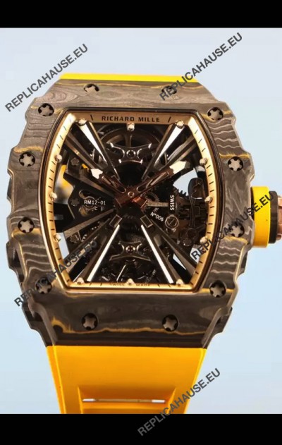 Richard Mille RM12-01 Carbon Fiber Case Genuine Tourbillon Movement 1:1 Mirror Replica Watch