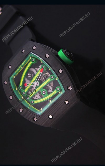 Richard Mille RM059 Yohan Blake Forged Carbon Case Swiss Replica Watch in Green Bezel