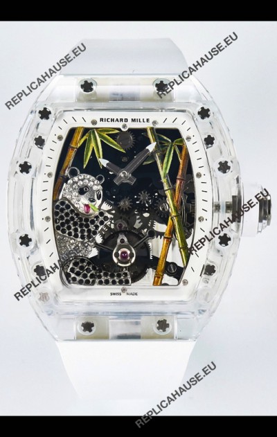 Richard Mille RM26-01 Tourbillon Panda Transparent Sapphires Casing Watch - Super Clone Replica