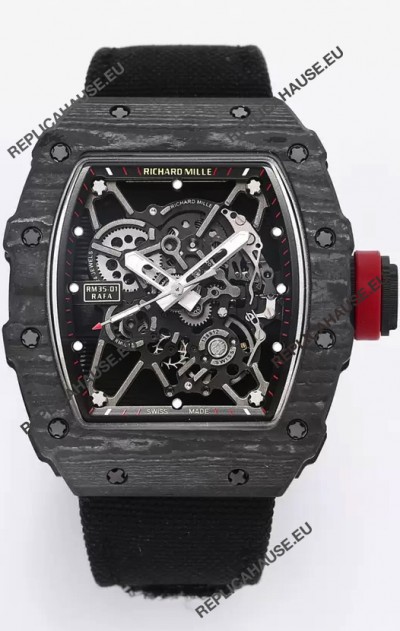 Richard Mille RM35-01 Rafael Nadal Carbon Fiber Casing with Genuine Tourbillon Super Clone Watch